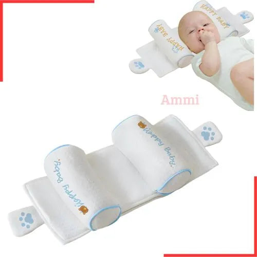 Adjustable Baby Head Shaping Pillow - Organic Cotton Anti-Flat Head Syndrome Cushion - Side Sleeper Support for Newborns 0-12 Months
