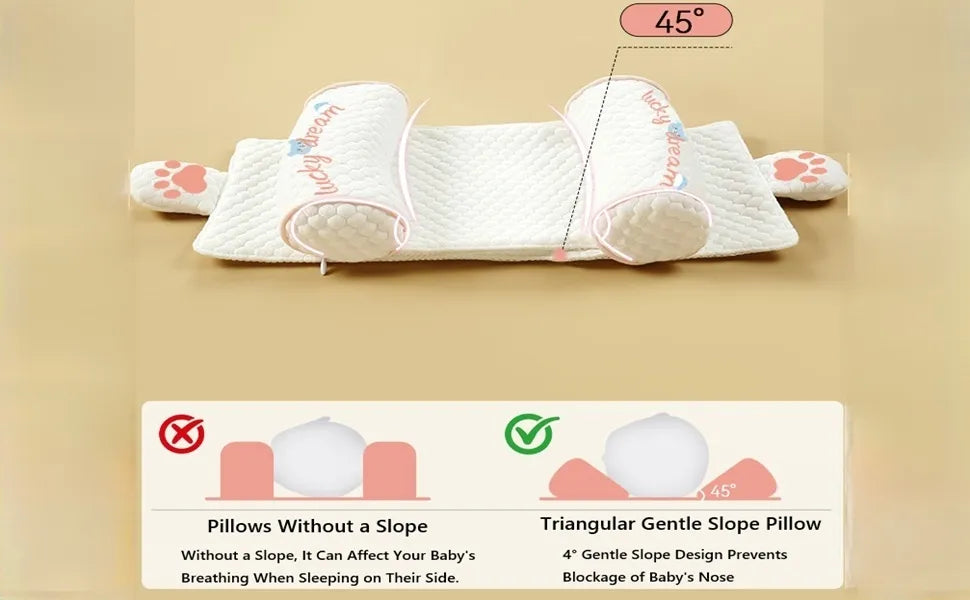 Adjustable Baby Head Shaping Pillow - Organic Cotton Anti-Flat Head Syndrome Cushion - Side Sleeper Support for Newborns 0-12 Months