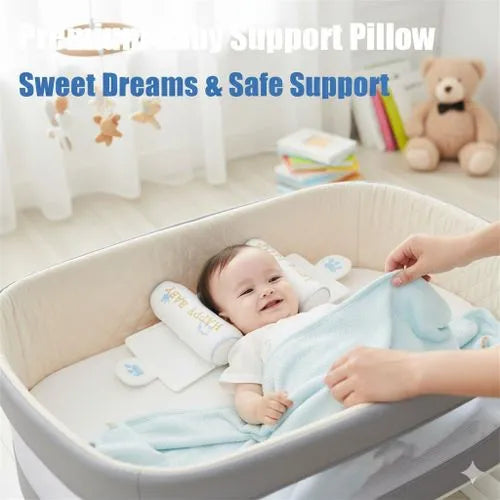 Adjustable Baby Head Shaping Pillow - Organic Cotton Anti-Flat Head Syndrome Cushion - Side Sleeper Support for Newborns 0-12 Months